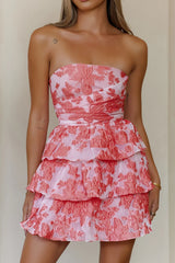 Effortless Edge Strapless Mini Dress Coral