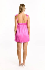 Sammie Hot Pink Satin Mini Dress