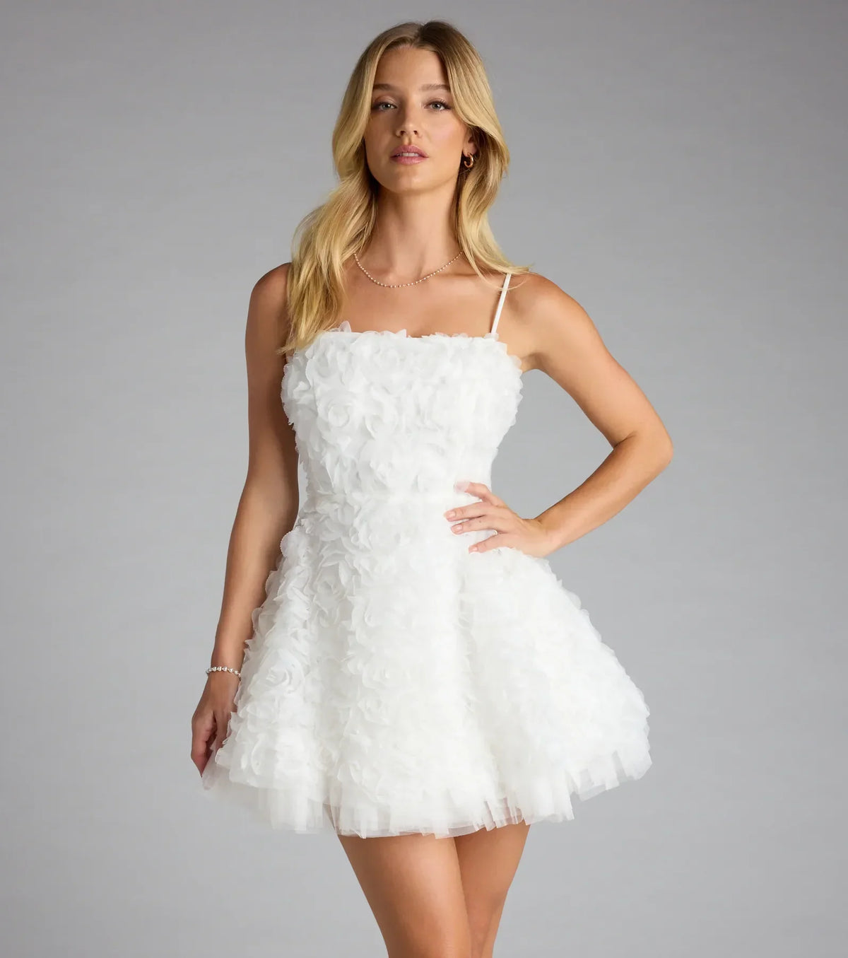 Hallie Rosette Lace-Up Skater Dress