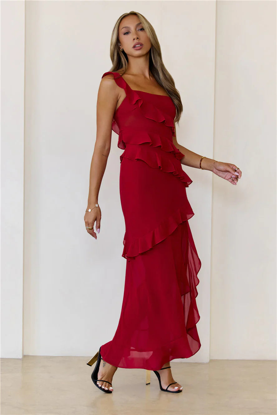 Out Late Look Great One Shoulder Maxi Dress