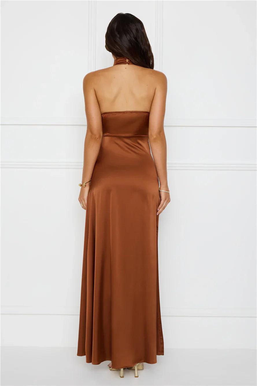 Sonnet Satin Halter Maxi Dress