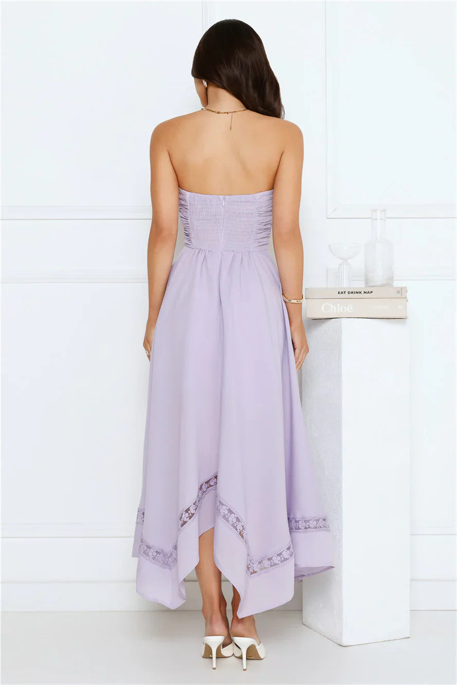 Visit The Moon Strapless Midi Dress Lilac
