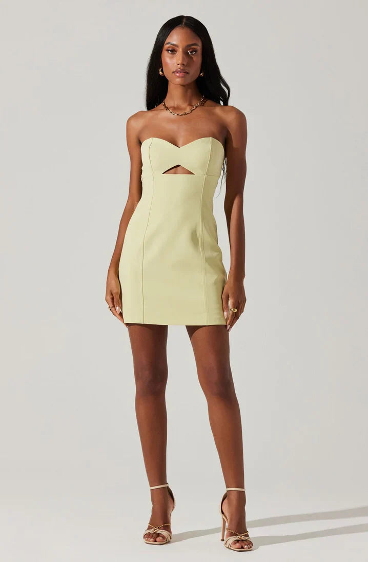 Yellow Wrap Mini Mekhi Dress