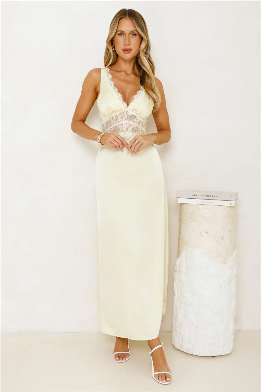 Softly In Season Satin Maxi Dress