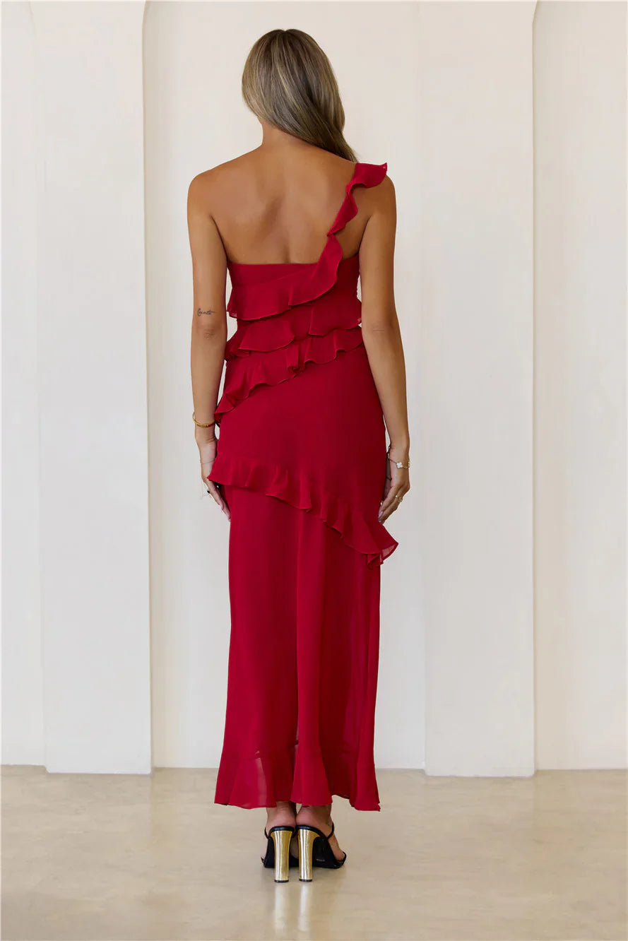 Out Late Look Great One Shoulder Maxi Dress