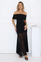 Lumière Off Shoulder Mesh Maxi Dress
