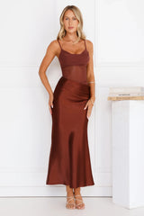 Rule The Glow Satin Mesh Maxi Dress