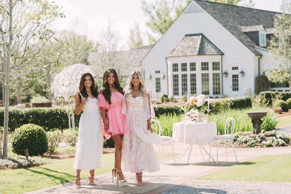 Rosie Shoulder Tie Midi DressPink