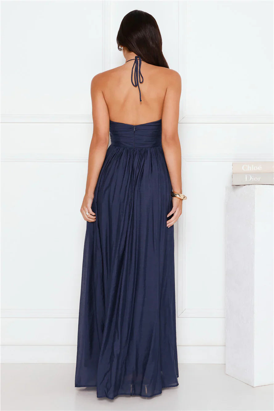 Hibiscus Hues Halter Maxi Dress
