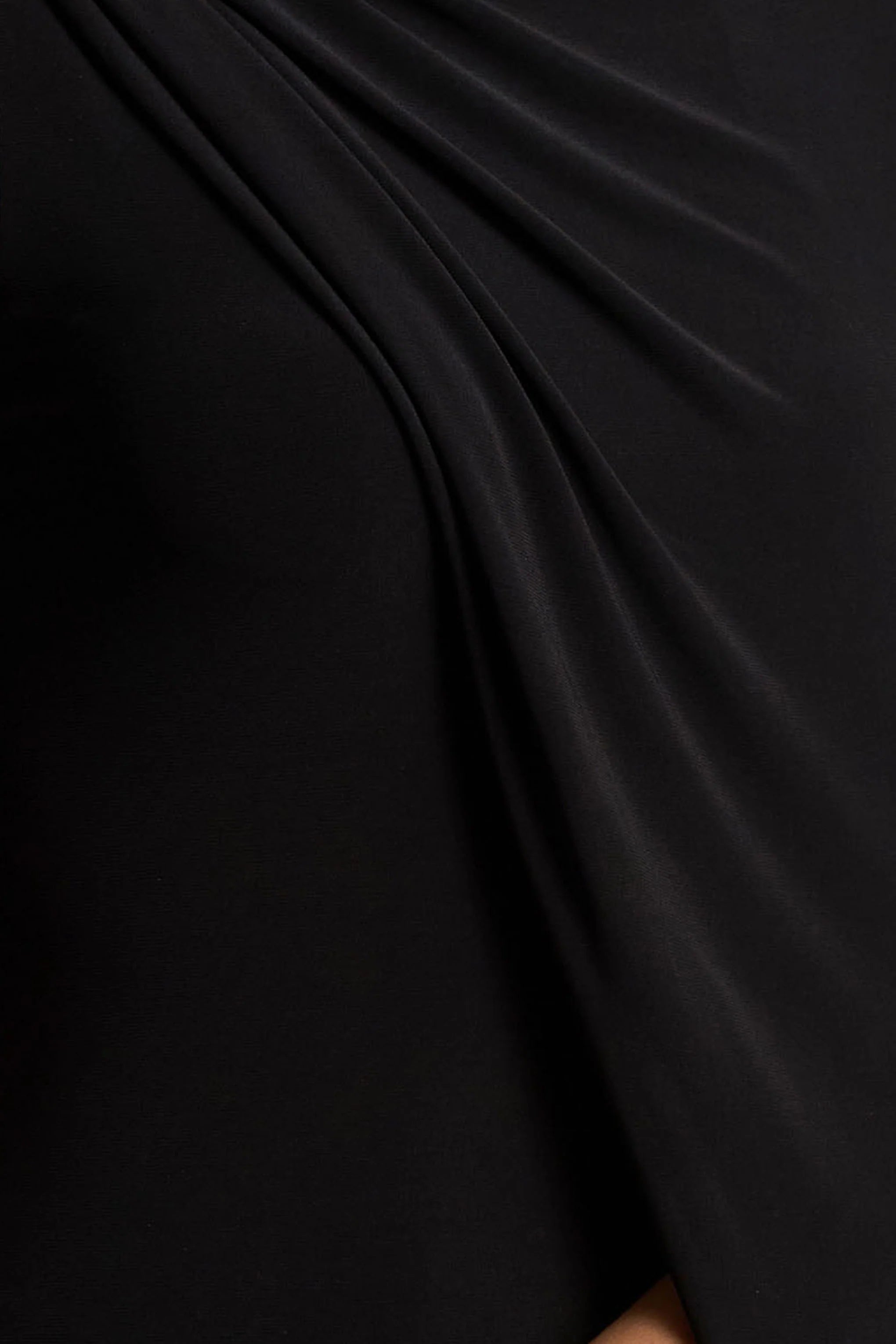 Cressida | Black Asymmetric-Neck Maxi Dress With Cape And Gold Detail