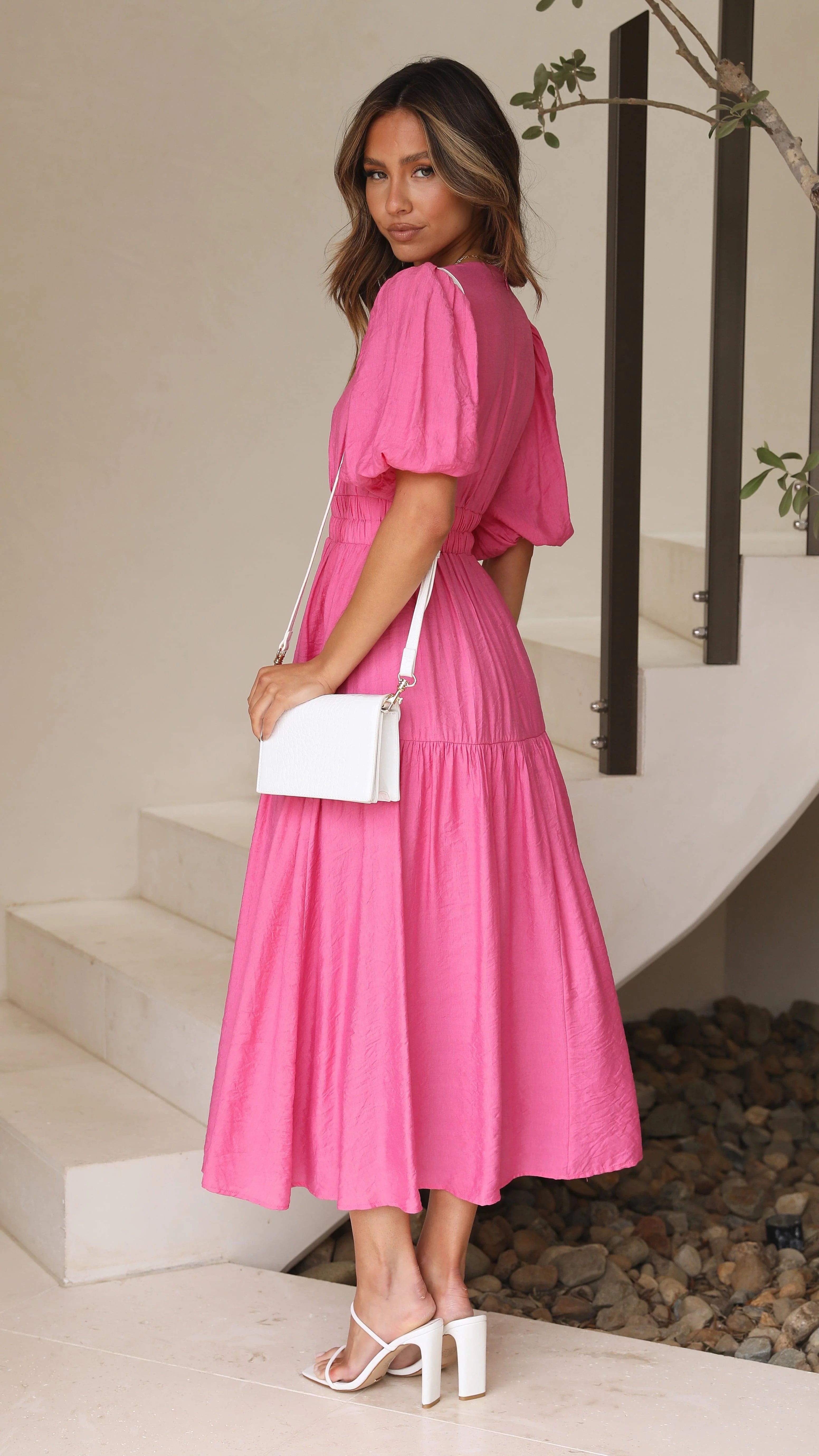 Erin Midi Dress - Pink