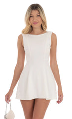 Pearl Open Back A-line Dress in White