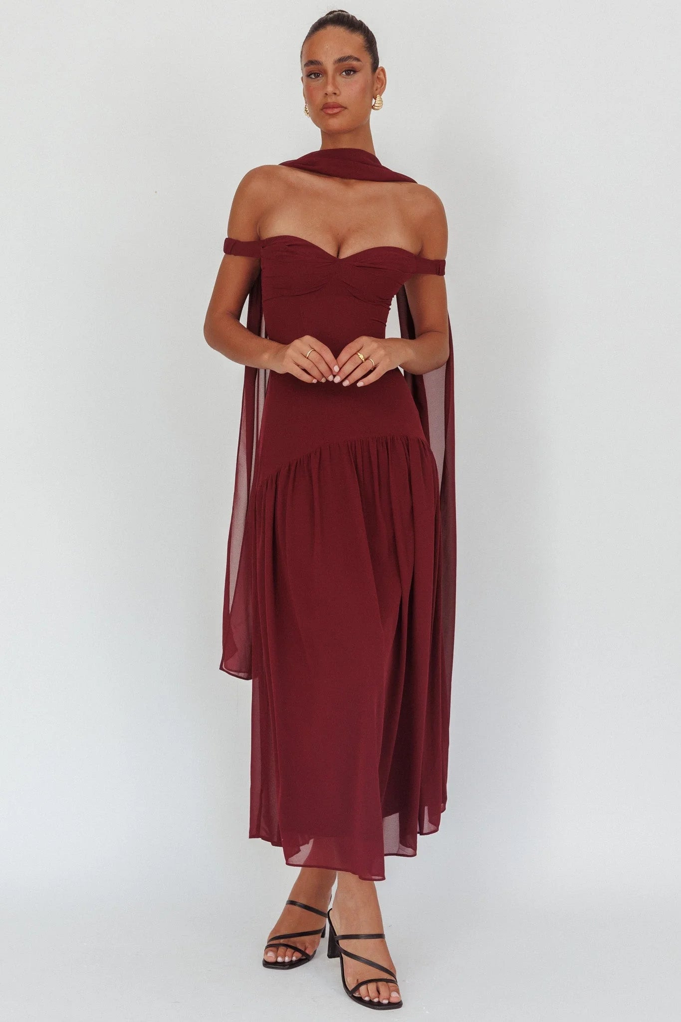 Kaycee Drop Waist Maxi Dress Wine