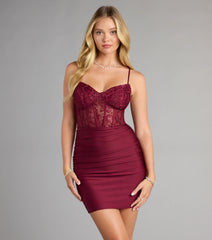 Masie Lace Corset Lace-Up Mini Dress
