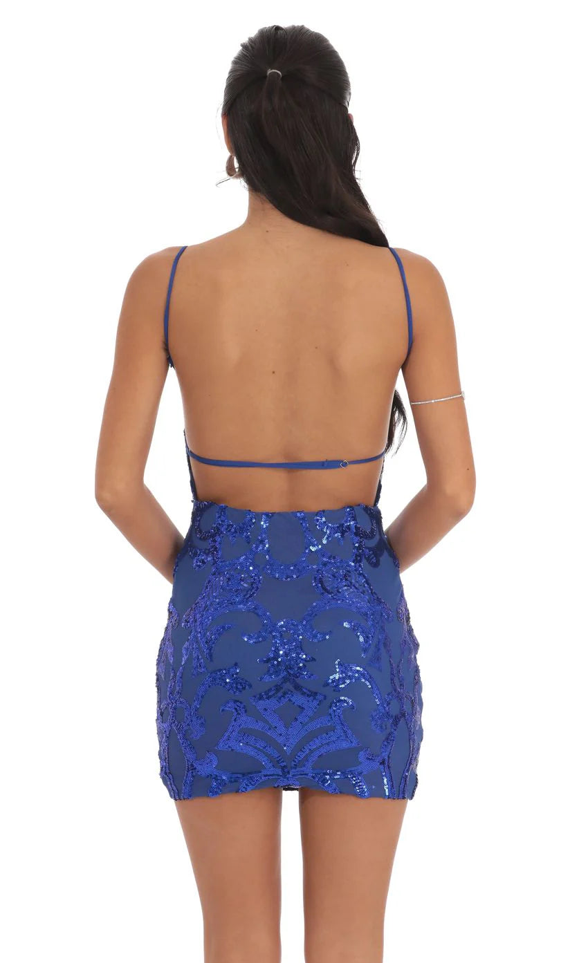 Sequin Bodycon Dress in Royal Blue
