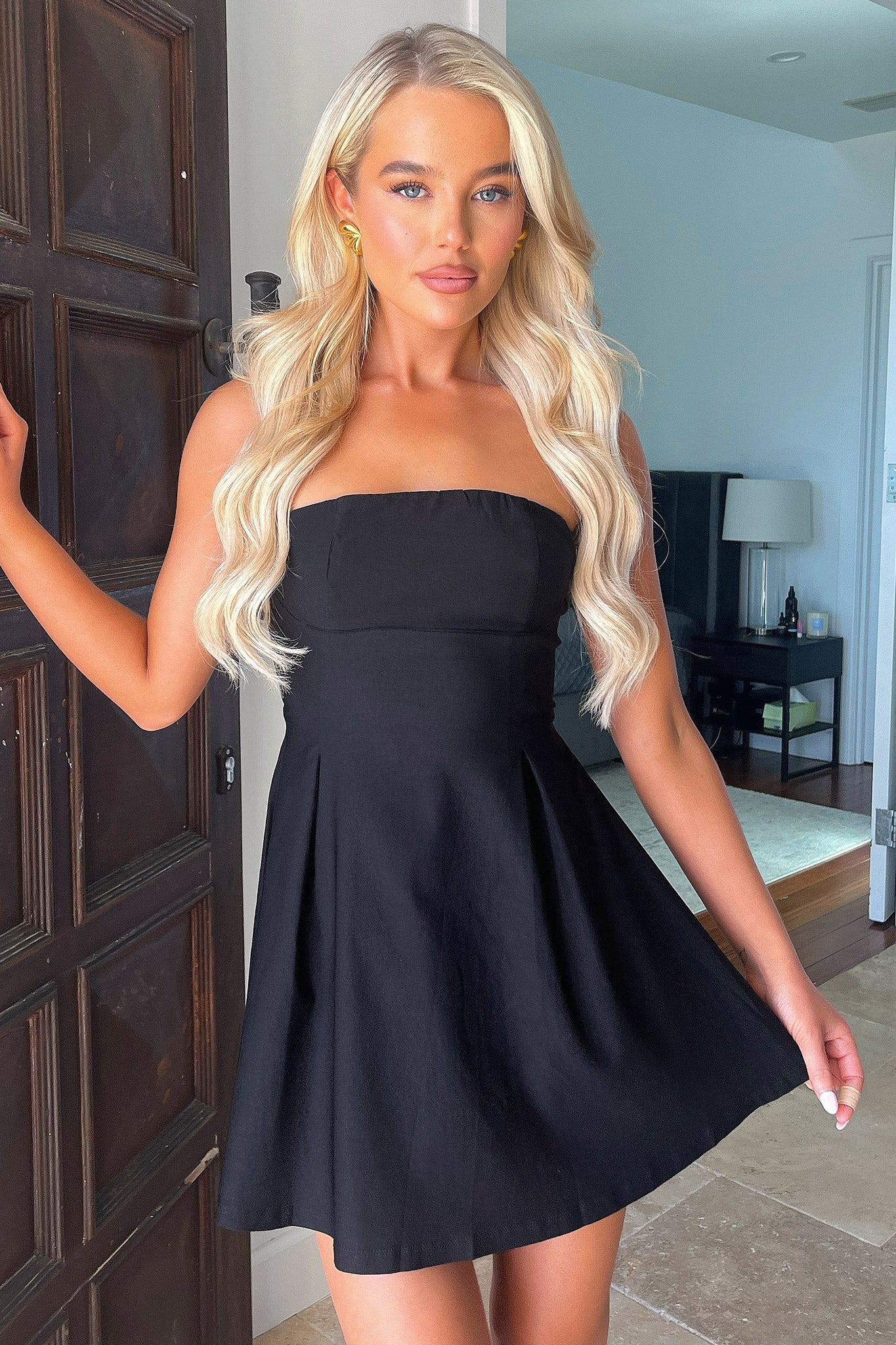 Charlize Strapless Mini Dress - Black