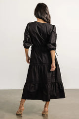 Santa Fe Poplin Midi Dress | Black