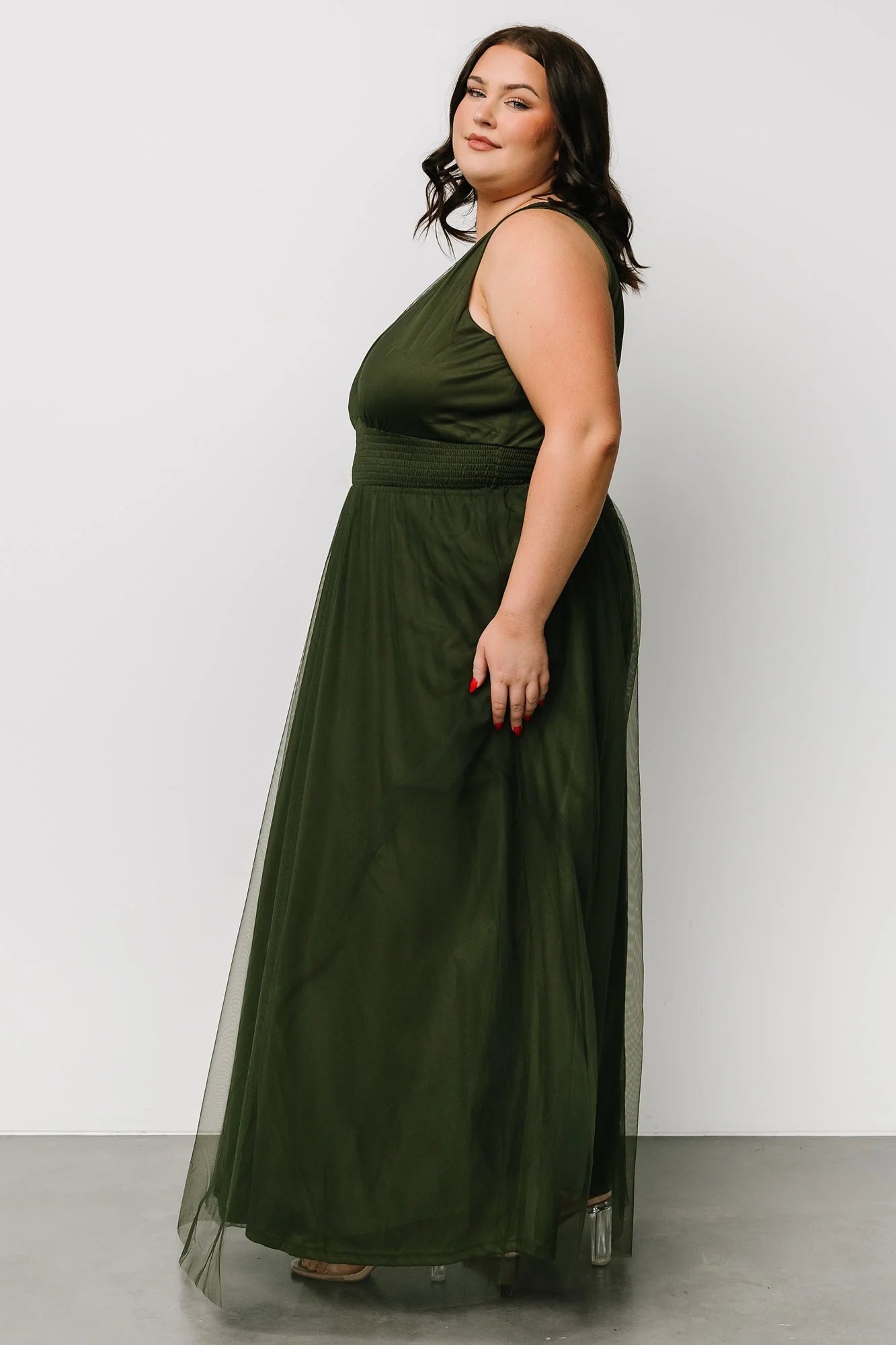 Kamila Tulle Maxi Dress | Juniper Green