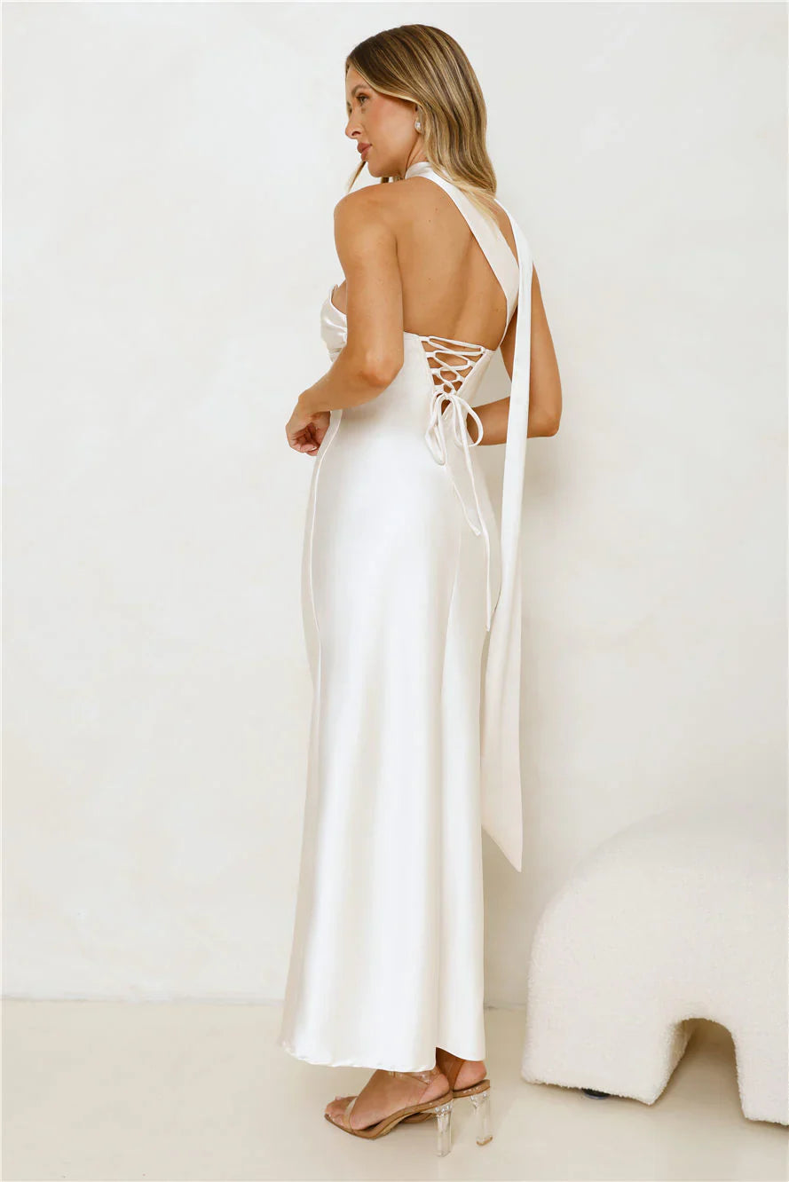 Be Noticed Strapless Satin Maxi Dress