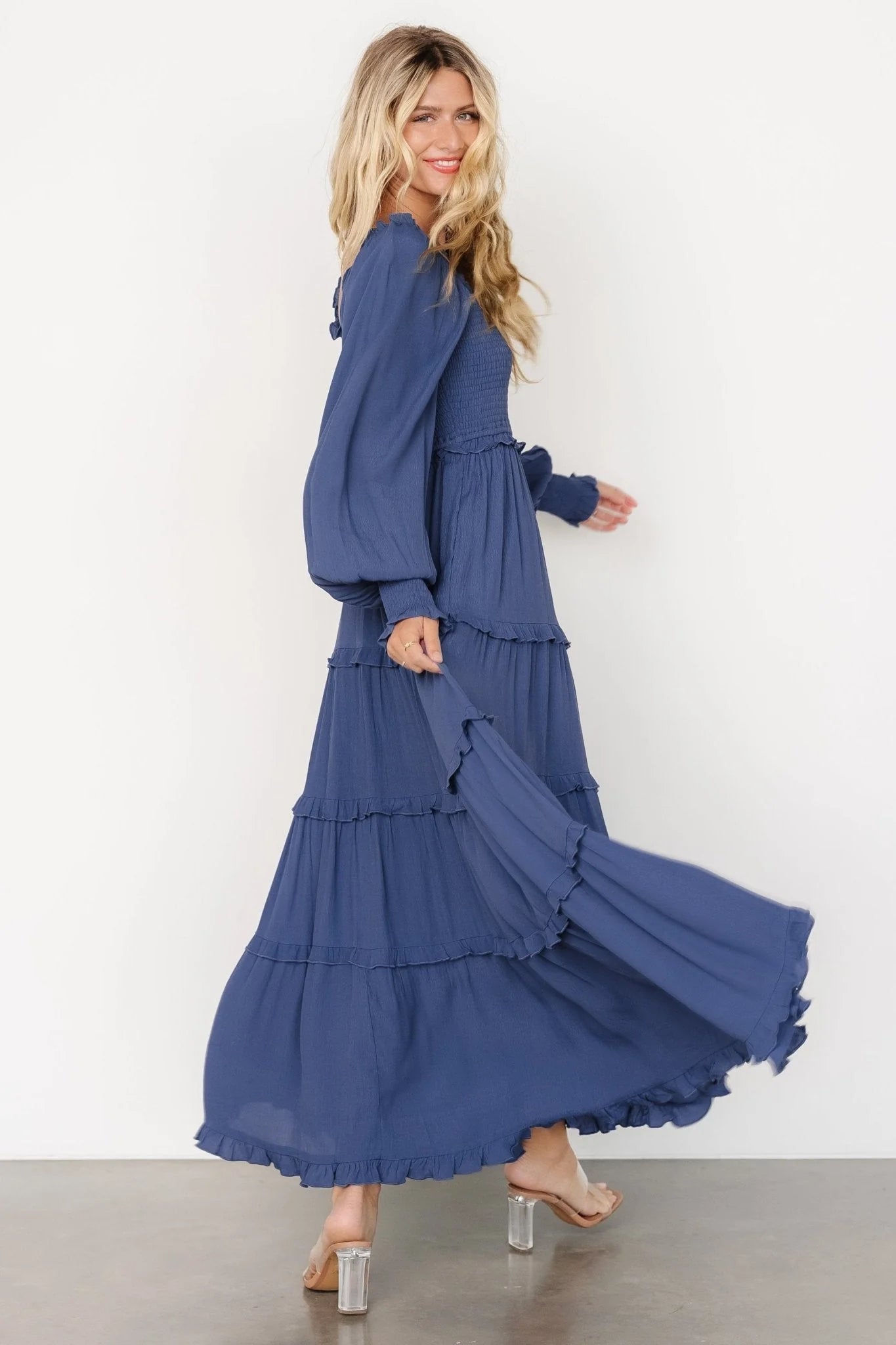 Lana Smocked Maxi Dress | Blue